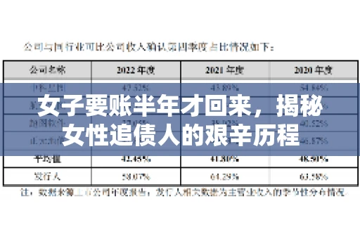 女子要账半年才回来，揭秘女性追债人的艰辛历程